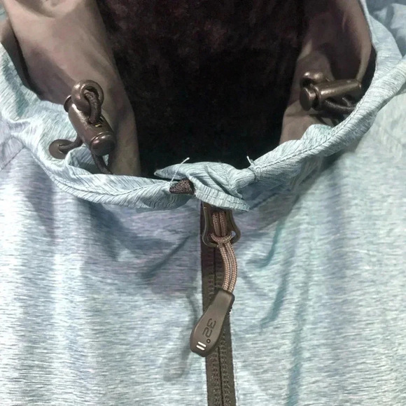 32° Cool Short Anorak Hooded waterproof jacket, pockets, bungee waist, teal - Picture 3 of 10